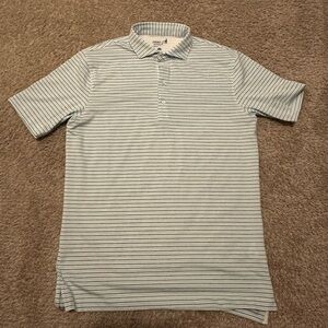 Johnnie -O brand polo. White with blue and green stripes